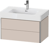 DURAVIT XSquare Waschtischunterbau 784 mm Taupe mit 2 Schubkästen und Tip-on Technik