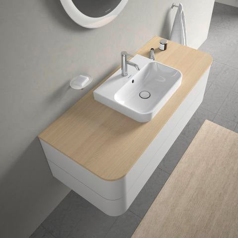 DURAVIT Happy D.2+ Konsolenwaschtischunterbau 1300 mm taupe supermatt mit Tip-On Technik und LED-Innenbeleuchtung