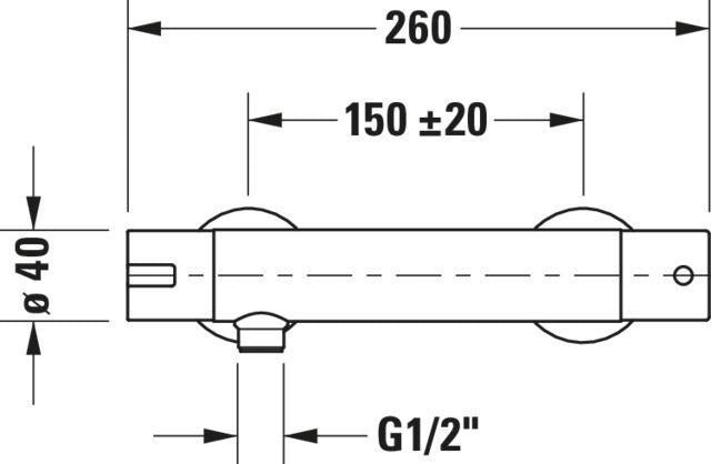 DURAVIT B.2 Brausethermostat Aufputz in Chrom mit Thermostatkartusche und Sicherheitssperre bei 38 °C