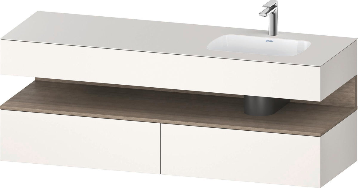 DURAVIT Qatego Einbauwaschtisch mit Konsolenwaschtischunterbau Eiche Terra & Weiß Matt 1600x550x600 mm