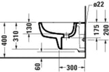 DURAVIT D-Code Wand Bidet 540 mm Weiß mit Überlauf und Hahnlochbank