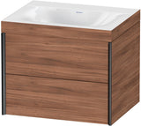 Duravit XViu Waschtischunterbau 600 mm mit 2 Schubkästen, schwarz matt/Nussbaum, wandhängend