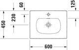 DURAVIT Einbauwaschtisch Viu 600 mm Weiß mit Überlauf und Hahnlochbank
