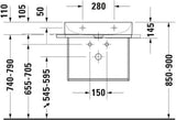 Duravit DuraSquare Waschtisch 600 mm weiß mit Hahnloch ohne Überlauf für Wandmontage