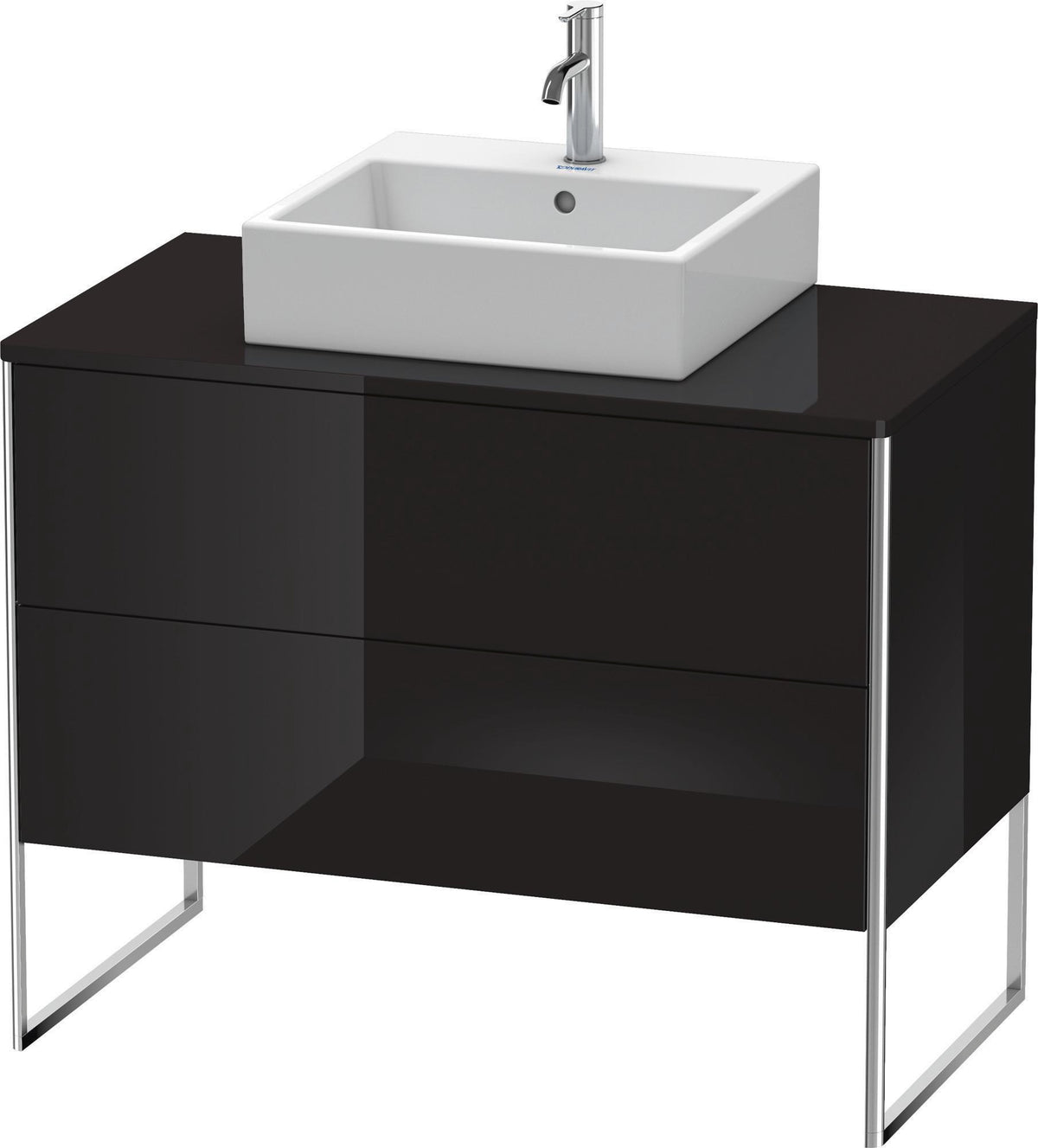 DURAVIT XSquare Konsolenwaschtischunterbau 1000 mm Schwarz Hochglanz mit 2 Schubkästen