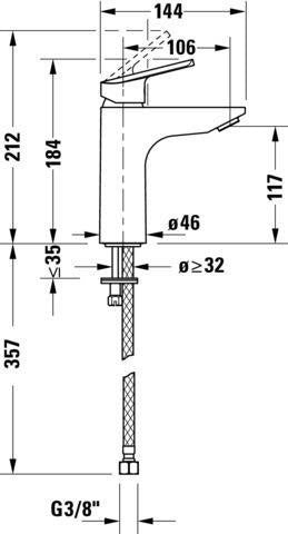 DURAVIT Duravit No.1 Einhebel-Waschtischmischer mit MinusFlow, Zugstange, Chrom – 106 mm Ausladung