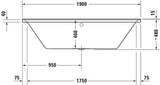 DURAVIT P3 Comforts Badewanne 1900 x 900 mm Weiß Einbauwanne mit 2 Rückenschrägen