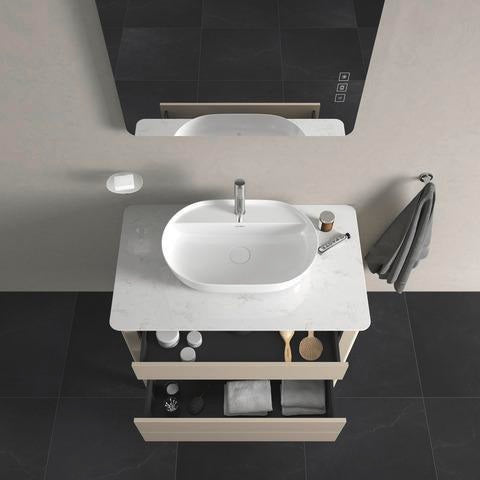 Duravit Luv Waschtischunterbau bodenstehend 938 mm mit Schubkasten und Auszug in Weiß Seidenmatt