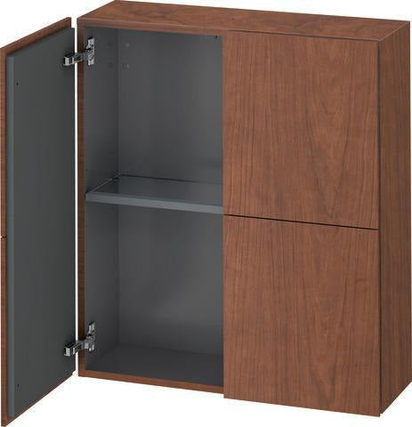 DURAVIT L-Cube Halbhochschrank 243x700x800mm, 2 Türen, Amerikanischer Nussbaum – Wandhängend mit Tip-On-Technik