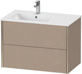 Duravit XViu Waschtischunterbau 810 mm wandhängend mit 2 Schubkästen, weiß matt, für Waschtisch links