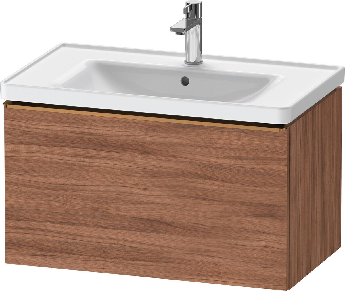 Duravit D-Neo Waschtischunterbau 784 mm Eiche Schwarz Matt mit 1 Auszug und Bronze-Griff