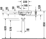 DURAVIT D-Code Handwaschbecken 450 mm weiß, 1 Hahnloch, mit Überlauf, wandhängend
