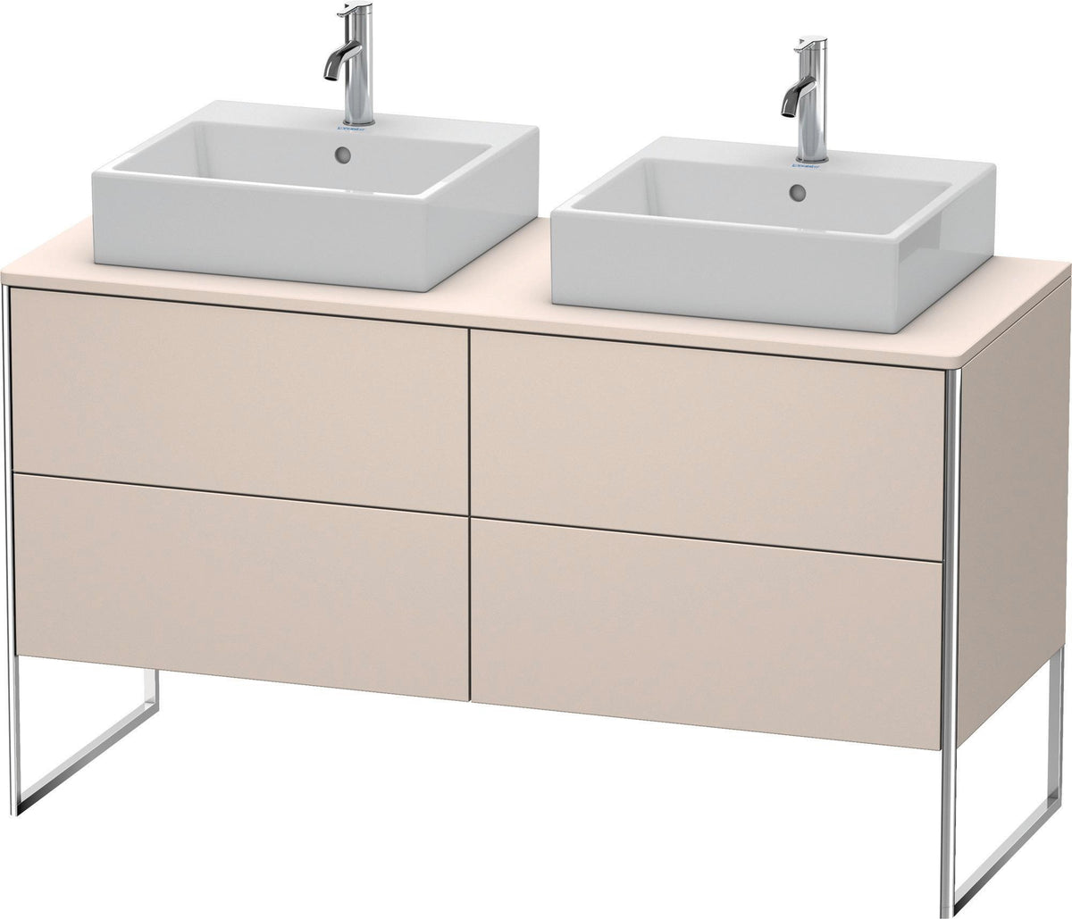 DURAVIT XSquare Waschtischunterbau 1400 mm betongrau matt mit 4 Schubkästen und Tip-On-Technik