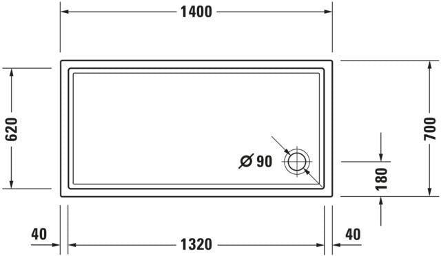 DURAVIT Starck Slimline Duschwanne 1200x800 mm Weiß Sanitäracryl mit Antislip