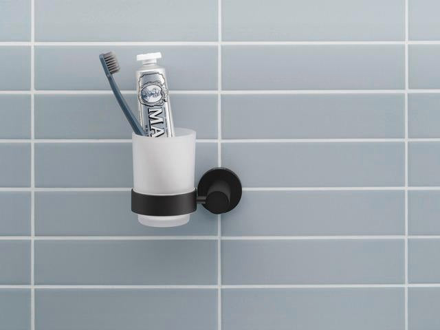 DURAVIT D-Code Glashalter mit Glas links in Chrom – Wandmontage, verchromt, inkl. Befestigungsmaterial