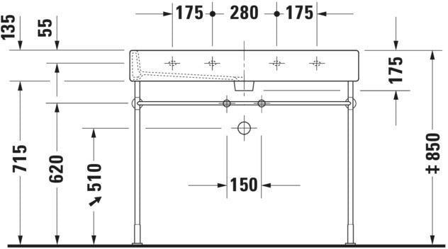 DURAVIT Waschtisch Vero 1000 mm mit Überlauf, Hahnloch Mitte, weiß