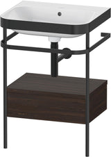 DURAVIT Happy D.2 c-bonded Waschtischset mit Metallkonsole Nussbaum 850 mm