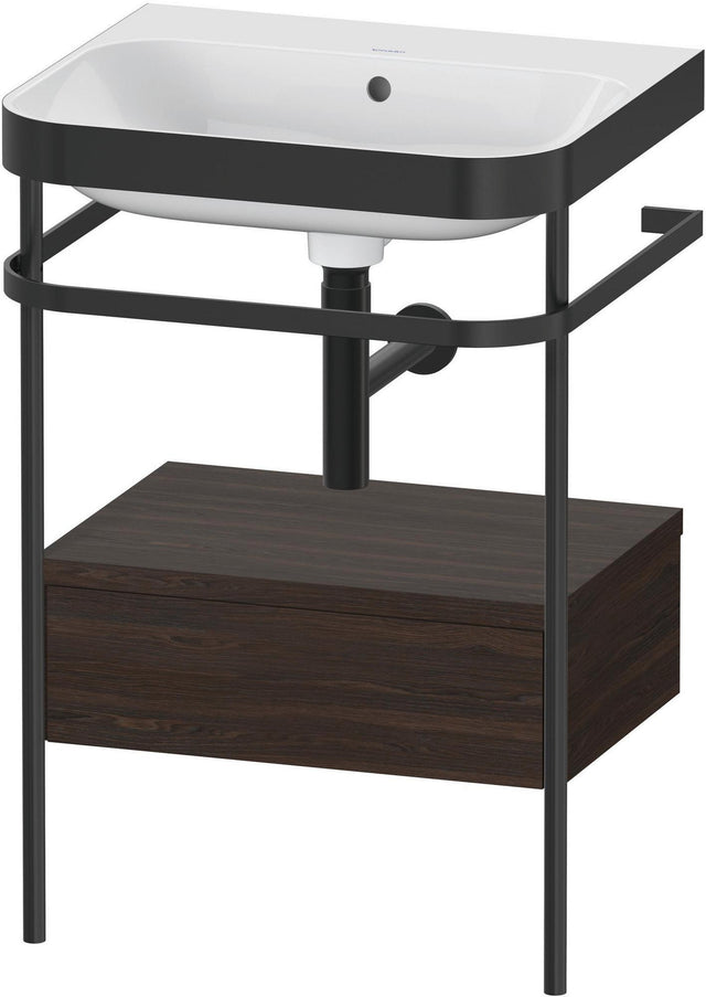DURAVIT Happy D.2 c-bonded Waschtischset mit Metallkonsole Nussbaum 850 mm