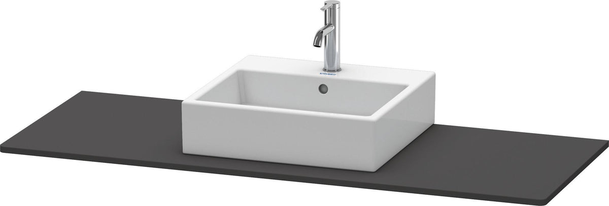 Duravit XSquare Konsole 1400x550mm betongrau matt – 1 Ausschnitt, mit Siphonaussparung