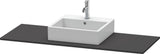 Duravit XSquare Konsole 1400x550mm betongrau matt – 1 Ausschnitt, mit Siphonaussparung