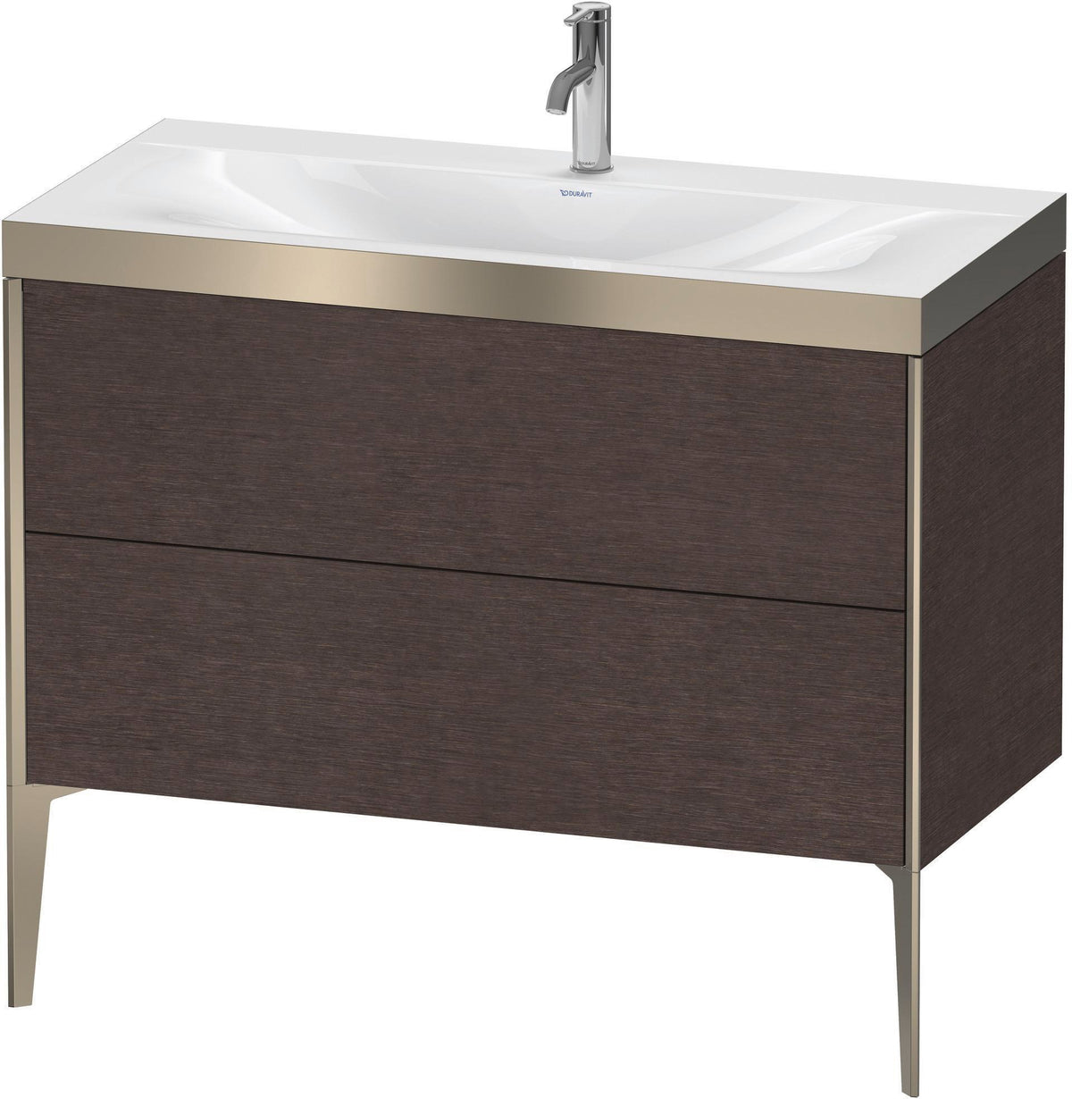 DURAVIT XViu c-bonded Waschtischunterbauset 1000 mm, 2 Auszüge, Champagner Matt / Mediterrane Eiche