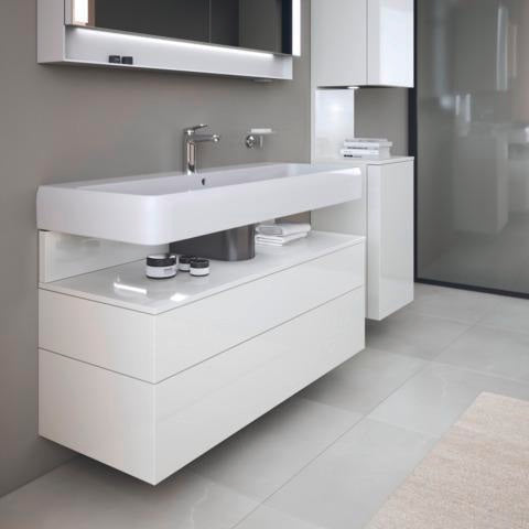 DURAVIT Qatego Hochschrank 400 mm, 2 Türen, weiß Hochglanz, Eiche Schw. Matt