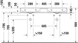Duravit DuraSquare Doppel-Waschtisch 1200 mm, weiß, ohne Überlauf, mit 2 Hahnlöchern