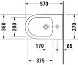 DURAVIT Wand-Bidet ME by Starck 570 mm weiß seidenmatt mit Überlauf und 1 Hahnloch