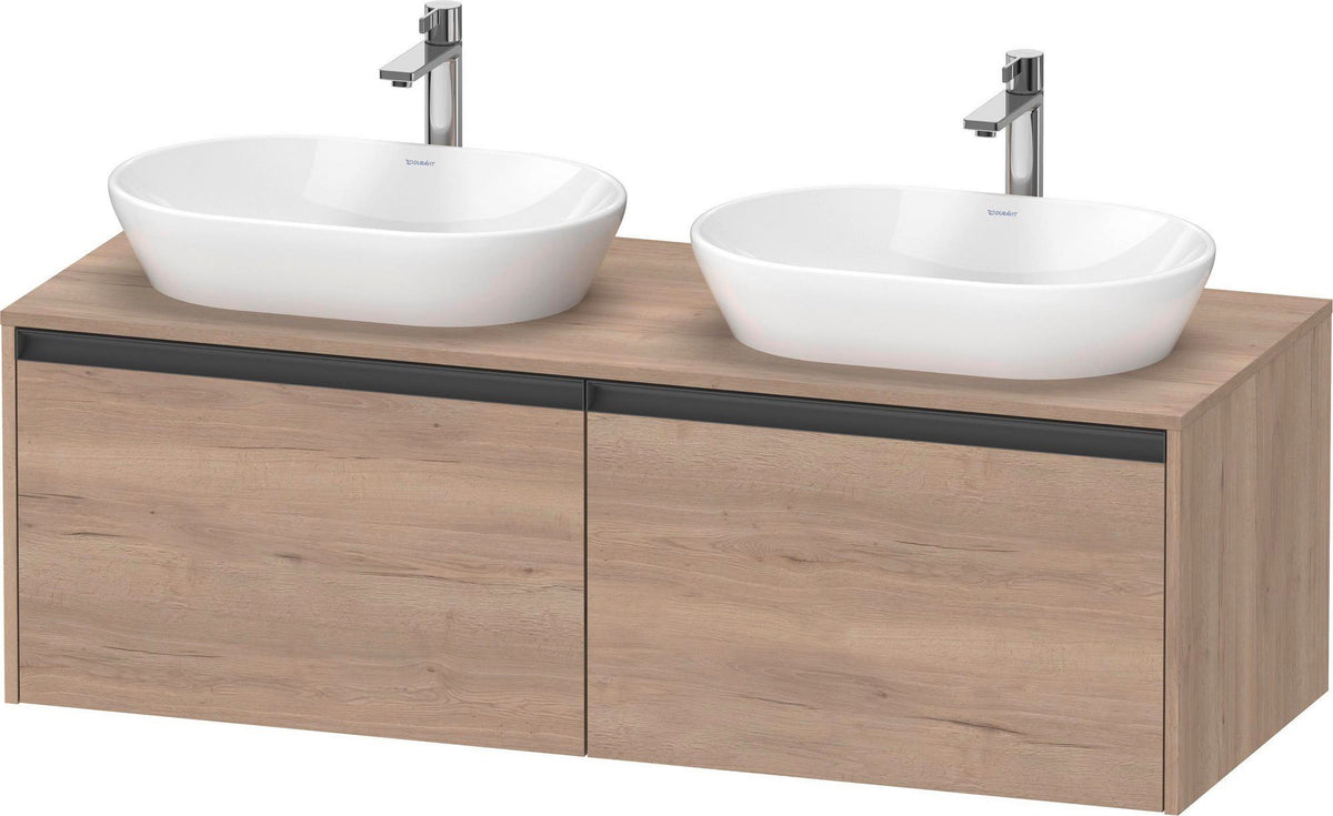 Duravit Ketho.2 Konsolen-Waschtischunterbau 1400 mm Betongrau Matt mit 2 Auszügen