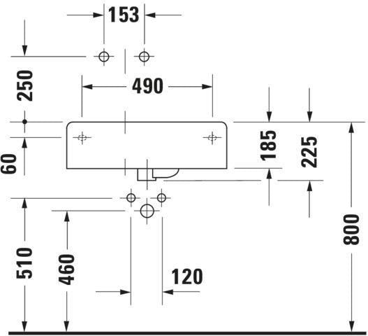 DURAVIT Design Classics Wandwaschtisch 615 mm, Becken links, mit Überlauf, weiß