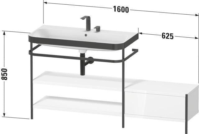 Duravit Waschtischset Happy D.2 Plus 1600x490mm taupe supermatt mit Hahnloch