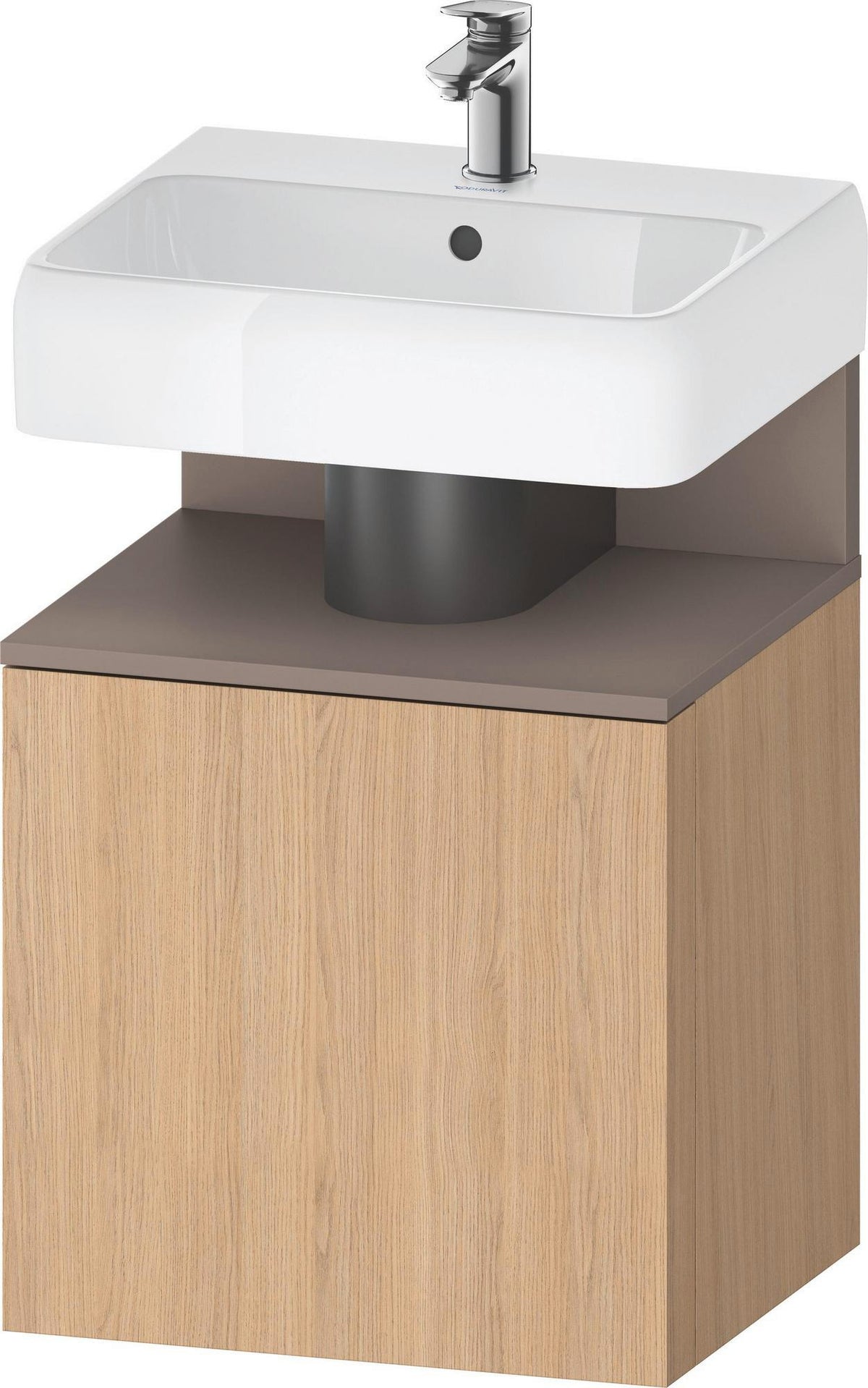DURAVIT Qatego Waschtischunterbau 490 mm wandhängend, 1 Tür links, Weiß Matt mit Eiche Schwarz Nische