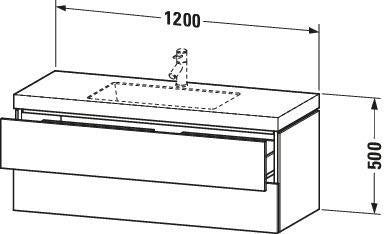 Duravit L-Cube Waschtischset 1200 mm mit Vero Air Möbelwaschtisch, 2 Schubkästen, 1 Hahnlochbank, s-matt