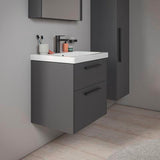 DURAVIT D-Code Halbhochschrank 400 mm, rechts, Basalt Matt, 1 Tür, Glasböden
