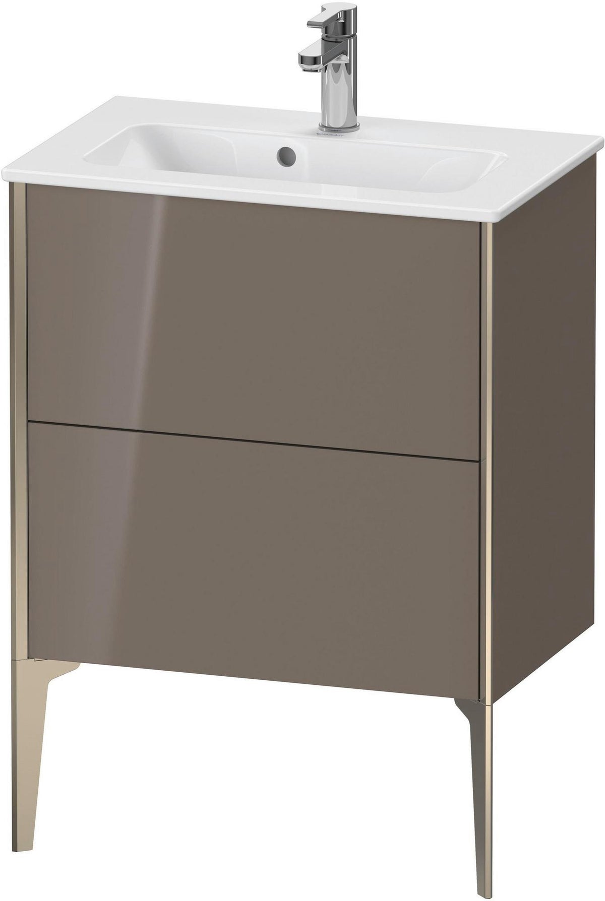 Duravit XViu Waschtischunterbau bodenstehend 610 mm, 2 Auszüge, champagner matt/weiß matt