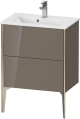 Duravit XViu Waschtischunterbau bodenstehend 610 mm, 2 Auszüge, champagner matt/weiß matt