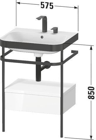 Duravit Waschtischset HAPPY D.2 PLUS 575x490mm ein Hahnloch taupe supermatt