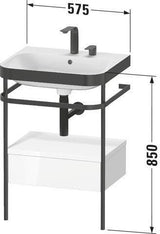 Duravit Waschtischset HAPPY D.2 PLUS 575x490mm ein Hahnloch taupe supermatt