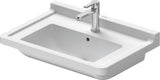 Duravit Waschtisch Starck 3 850 mm mit Überlauf, Hahnlochbank und WonderGliss in Weiß