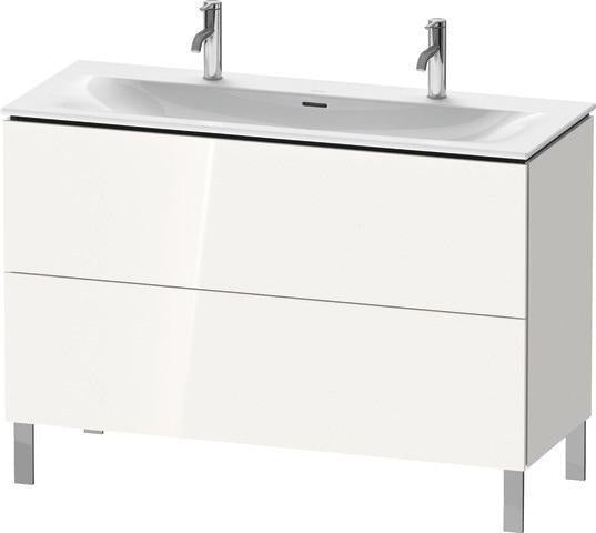 Duravit L-Cube Waschtischunterbau 1220 mm weiß matt – 2 Auszüge, Tip-On, bodenstehend