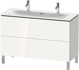 Duravit L-Cube Waschtischunterbau 1220 mm weiß matt – 2 Auszüge, Tip-On, bodenstehend