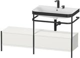 Duravit Waschtischset Happy D.2 Plus 1400x490mm Taupe Supermatt mit Hahnloch und Metallkonsole