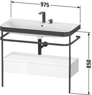 Duravit Happy D.2 c-bonded Waschtischset mit Metallkonsole, Nussbaum gebürstet, 975 mm