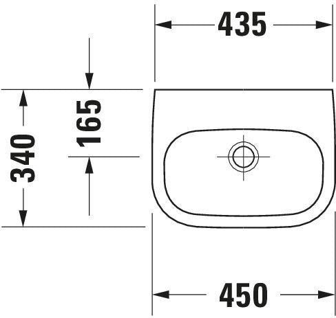 DURAVIT D-Code Handwaschbecken 450 mm weiß – Wandhängend, 1 Hahnloch, ohne Überlauf