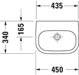 DURAVIT D-Code Handwaschbecken 450 mm weiß – Wandhängend, 1 Hahnloch, ohne Überlauf