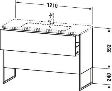 Duravit XSquare Waschtischunterbau 1210 mm mit zwei Auszügen in Außenfarbe Taubenblau matt
