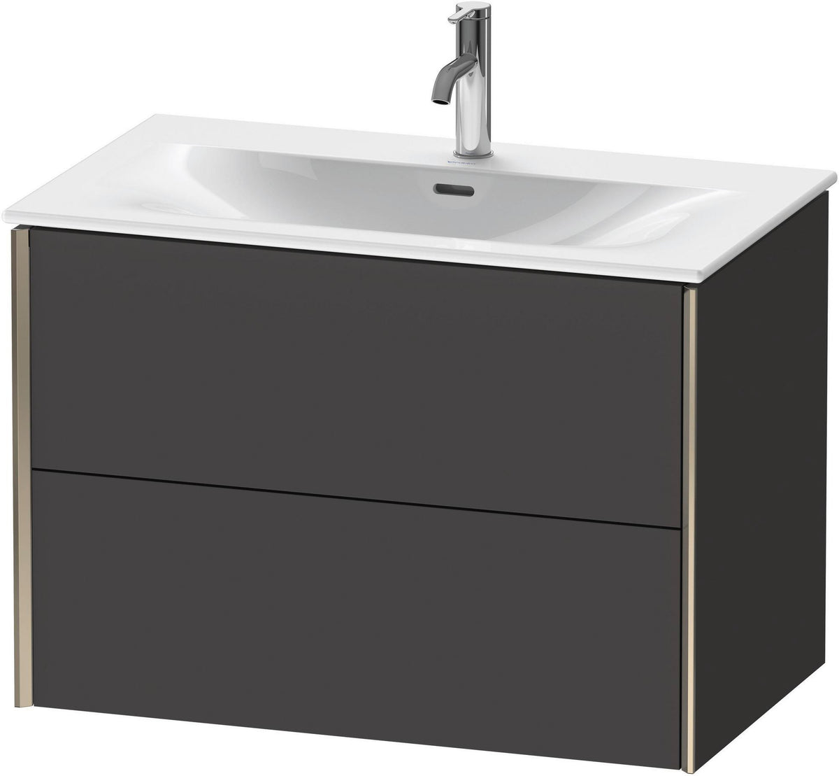 DURAVIT XViu Waschtischunterbau wandhängend 810 mm anthrazit matt mit 2 Schubkästen und Tip-on Technik