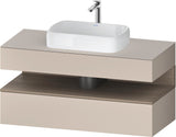 Duravit Qatego Konsolenwaschtischunterbau 1200 mm Weiß Matt mit Eiche Terra Nische und Tip-On Technik