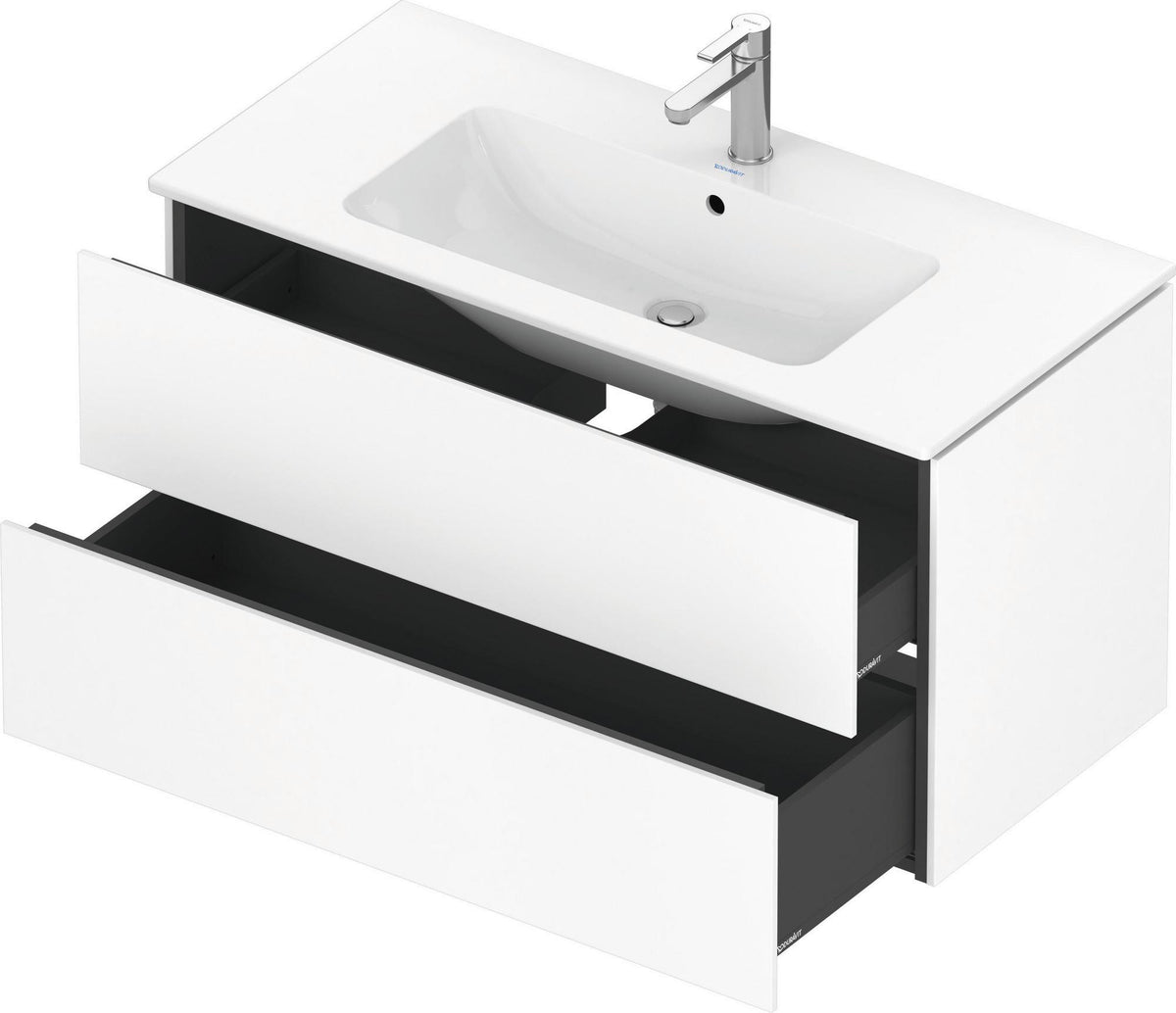 Duravit L-Cube Waschtischunterbau 1020 mm taupe matt – wandhängend, 2 Schubkästen, Tip-On