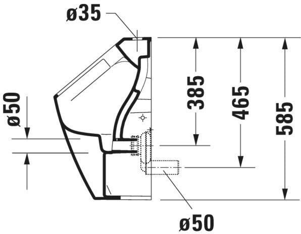 Duravit Urinal ME by Starck RIMLESS 0,5 l Zulauf oben mit Fliege weiß